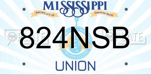 824NSB Mississippi License Plate