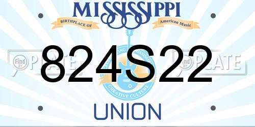 824S22 Mississippi License Plate