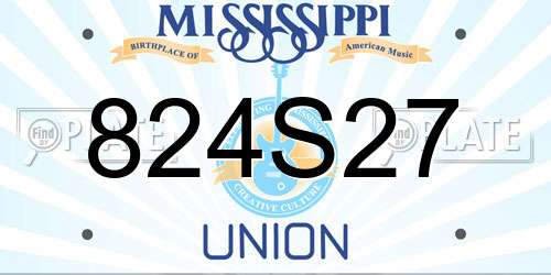 824S27 Mississippi License Plate