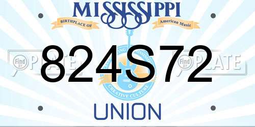 824S72 Mississippi License Plate