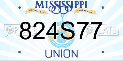 824S77 Mississippi License Plate