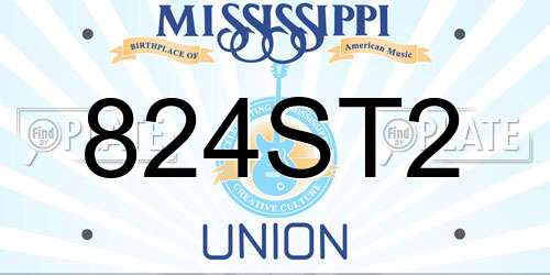 824ST2 Mississippi License Plate