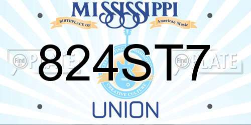 824ST7 Mississippi License Plate