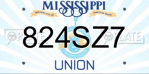 824SZ7 Mississippi License Plate