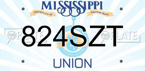 824SZT Mississippi License Plate