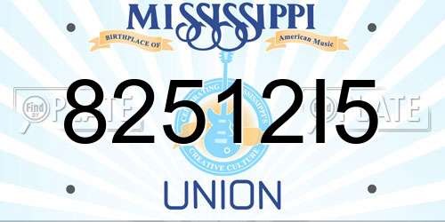 82512I5 Mississippi License Plate
