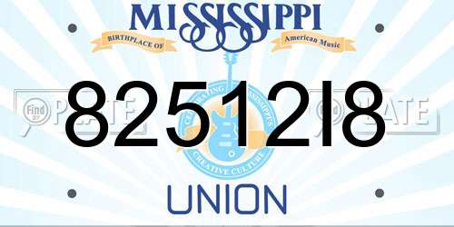 82512I8 Mississippi License Plate