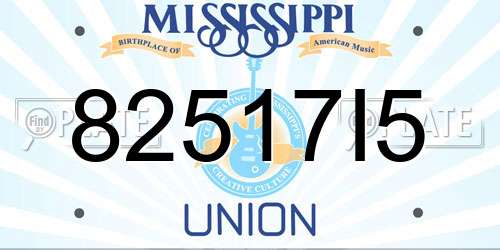 82517I5 Mississippi License Plate