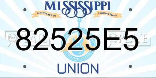 82525E5 Mississippi License Plate