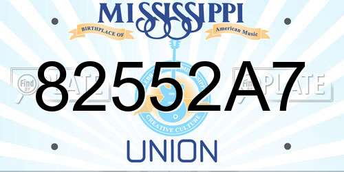 82552A7 Mississippi License Plate
