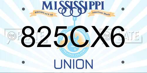 825CX6 Mississippi License Plate