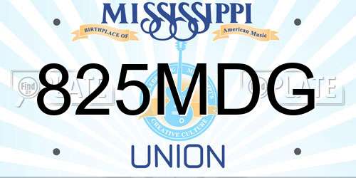 825MDG Mississippi License Plate