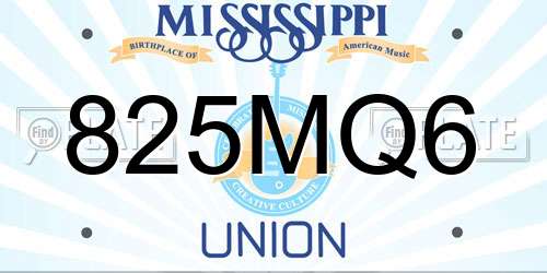 825MQ6 Mississippi License Plate