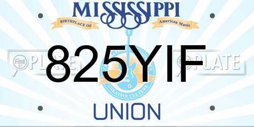 825YIF Mississippi License Plate