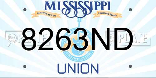 8263ND Mississippi License Plate