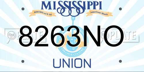 8263NO Mississippi License Plate