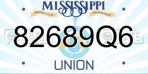 82689Q6 Mississippi License Plate