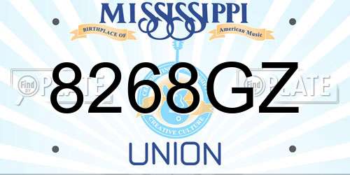 8268GZ Mississippi License Plate