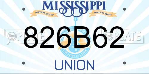 826B62 Mississippi License Plate