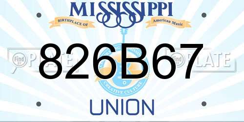 826B67 Mississippi License Plate