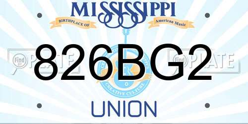 826BG2 Mississippi License Plate