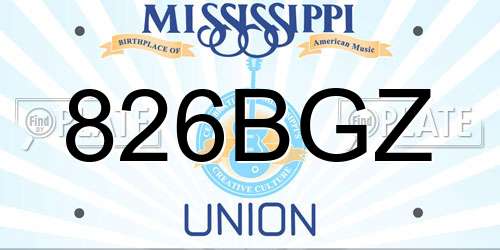 826BGZ Mississippi License Plate