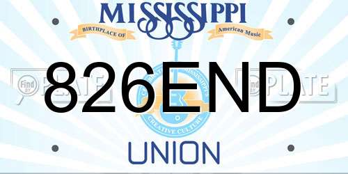 826END Mississippi License Plate