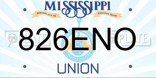 826ENO Mississippi License Plate