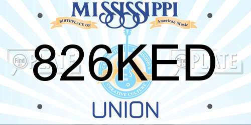 826KED Mississippi License Plate