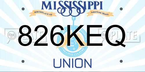 826KEQ Mississippi License Plate