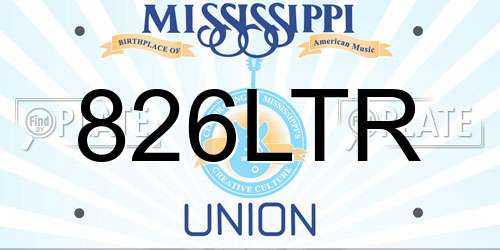 826LTR Mississippi License Plate