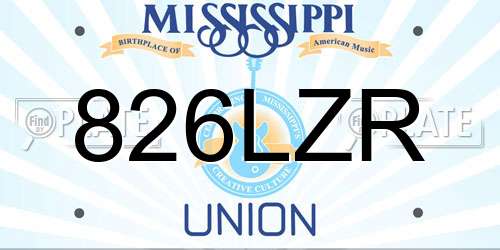 826LZR Mississippi License Plate