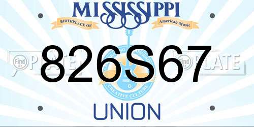 826S67 Mississippi License Plate