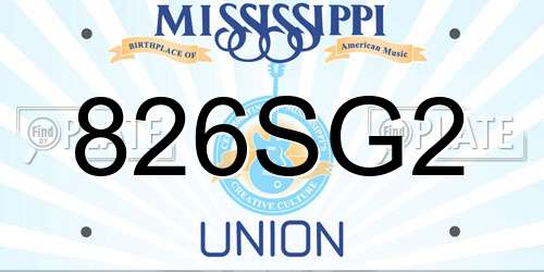 826SG2 Mississippi License Plate