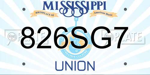 826SG7 Mississippi License Plate