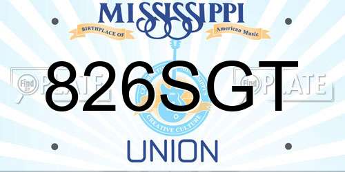 826SGT Mississippi License Plate