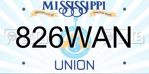 826WAN Mississippi License Plate