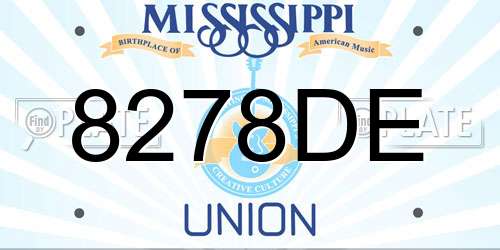 8278DE Mississippi License Plate
