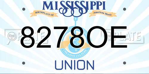 8278OE Mississippi License Plate