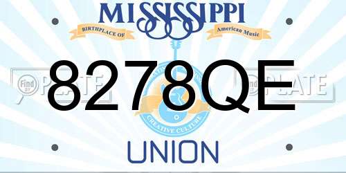 8278QE Mississippi License Plate