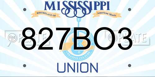 827BO3 Mississippi License Plate