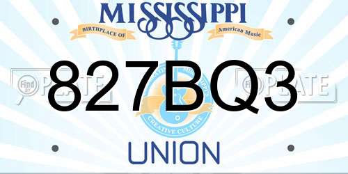 827BQ3 Mississippi License Plate