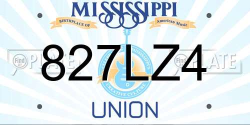 827LZ4 Mississippi License Plate