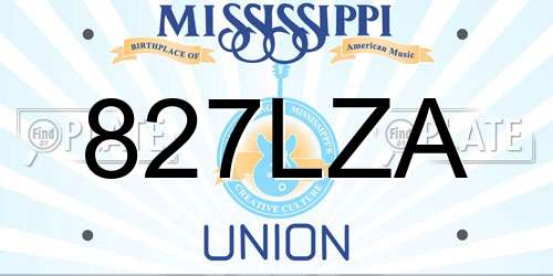 827LZA Mississippi License Plate