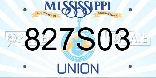 827S03 Mississippi License Plate