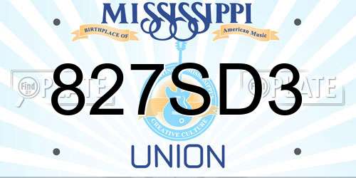 827SD3 Mississippi License Plate
