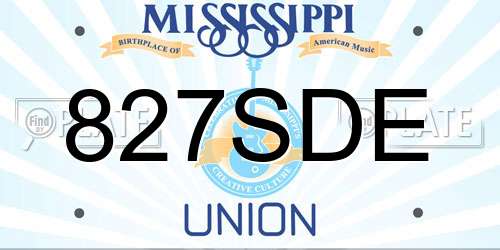 827SDE Mississippi License Plate
