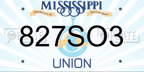 827SO3 Mississippi License Plate