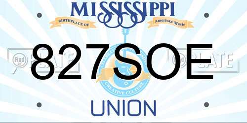827SOE Mississippi License Plate