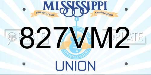 827VM2 Mississippi License Plate